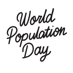 World Population Day text banner lettering black. Hand drawn vector art.