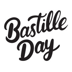 Happy Bastille Day text banner lettering black. Hand drawn vector art.