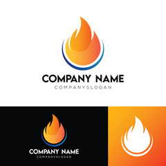 Vector Fire Drop Logo Design Illustration