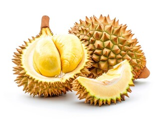 Obraz premium Durian fruit, known as the king of fruits, isolated on a white background.