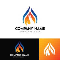 Vector Fire Drop Logo Design Illustration