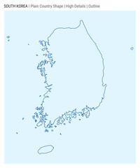 Fototapeta premium South Korea plain country map. High details. Outline style. Shape of South Korea. Vector illustration.