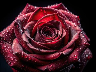 Big dark red rose with water drops on isolated background, Rose, dark red, water drops, isolated, background, botanical, close-up, vibrant, nature, romantic, love, flora, bloom, petal