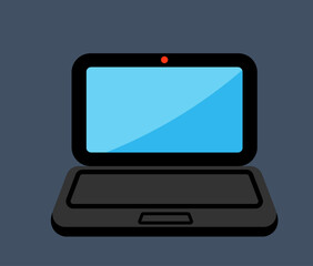 Laptop icon in flat style isolated on dark blue background vector illustration