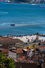 Aerial view from St. George's Castle with panoramic views of Praça do Comercio, the equestrian...