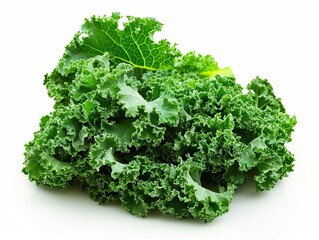 Fototapeta premium A fresh bunch of kale leaves isolated on a white background.