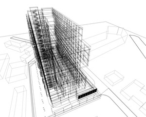modern architecture project 3d illustration