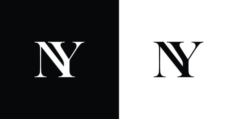 Abstract serif letter NY logo in black and white color for beauty and wedding design logo vector inspiration