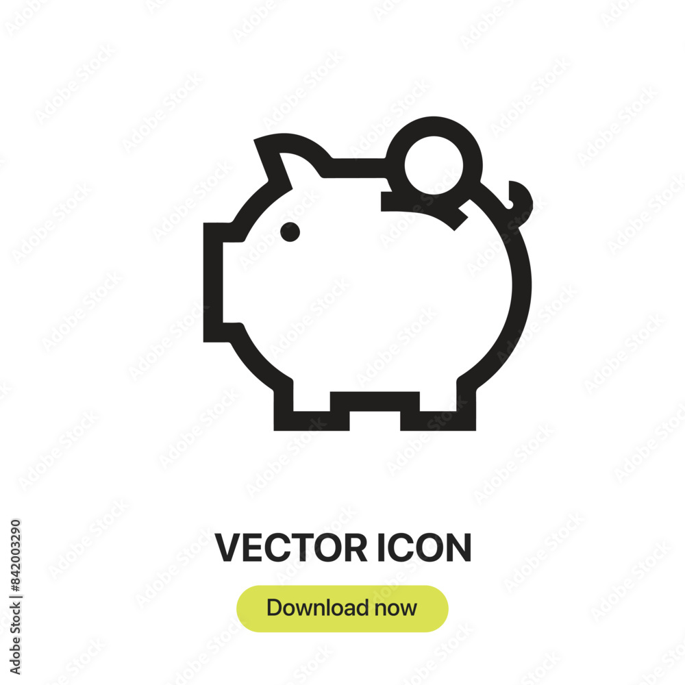 Leinwandbilder piggy bank icon vector. linear-style sign for mobile concept and web design. piggy bank symbol illus