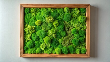 A lush, green panel of stabilized Icelandic moss adorns a wall