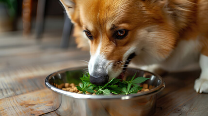 Treats and dry food with hemp extract for pets, homeopathy.