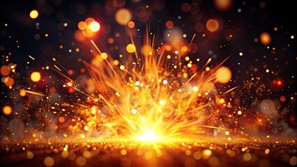 A mesmerizing abstract image showcasing a fiery burst of sparks, rendered with a dreamy bokeh effect against a deep