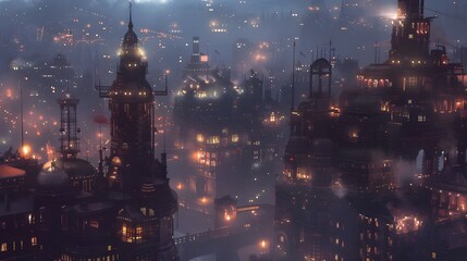 Fototapeta premium Vibrant Futuristic City at Night with Neon Lights and High-Tech Buildings