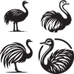 Ostrich silhouette vector illustration