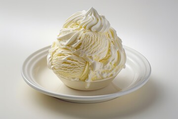 Delicious Banana Ice Cream with Whipped Cream Swirl