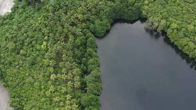 Aerial video over lagoon danau moloku, in North Buton Indonesia
