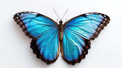 Naklejka premium Isolated Morpho blue turquoise butterfly on a white background