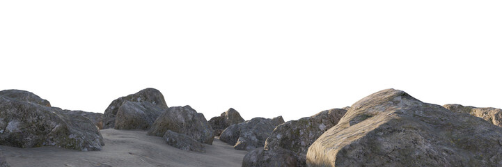 Rock and stone on sand © Poprock3d