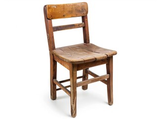 Fototapeta premium A classic wooden chair with a simple design, isolated on a white background.