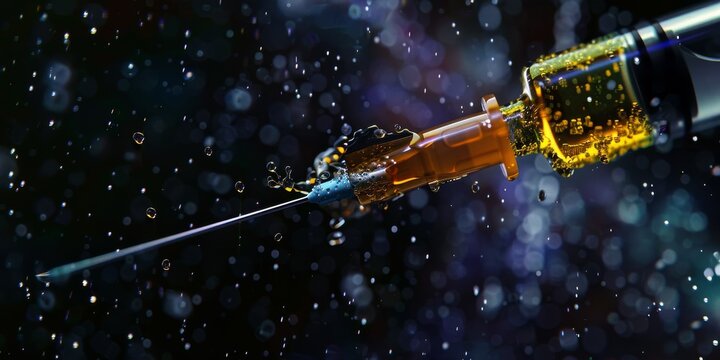 Precise photo of a syringe injecting antiviral medication.