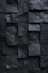 Fototapeta premium A black background with textured squares and origami paper.