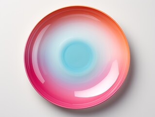Vibrant rainbow-colored plate sitting on a plain white background.