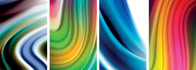 Liquid color waves poster set for wallpaper, business card, cover, poster, banner, brochure, header, website