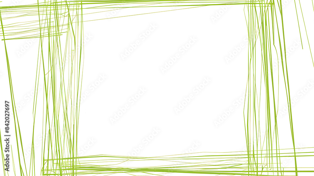 Poster a minimalist line art illustration of an abstract square. featuring light green lines on a white bac