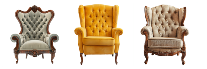 3d illustration of set Luxury sofas isolated on transparent background