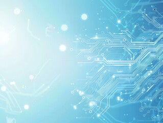 Blue Futuristic Digital Circuit Board Background, Technology Concept
