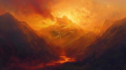 Naklejka premium Dawn Breaking Over a Mountain