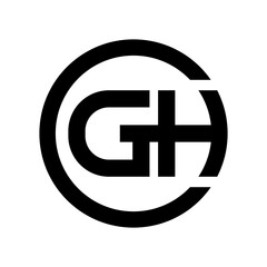 GH logo letter combination design in circle vector based