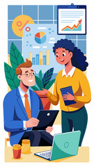 Financial advisor discussing investment plans with a client vector