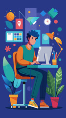 Fototapeta premium Employee working on a graphic design project vector