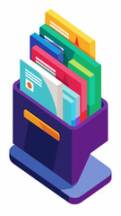 Business card holder filled with various cards vector