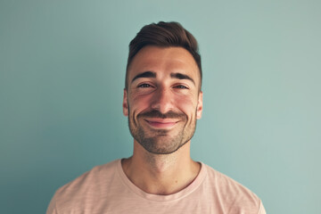 Obraz premium A close up portrait of a young man with a subtle smile