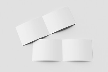 White blank A4 landscape horizontal bi-fold brochure for mockup