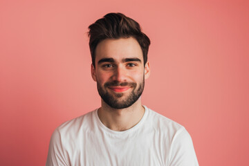 Obraz premium A close up portrait of a young man with a subtle smile