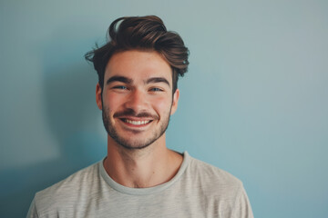 Obraz premium A close up portrait of a young man with a subtle smile