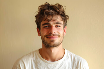 Fototapeta premium A close up portrait of a young man with a subtle smile