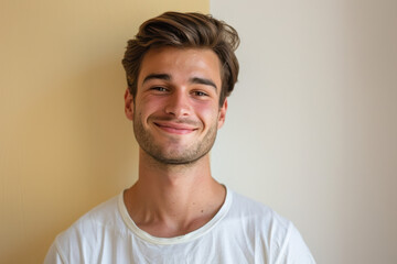 Fototapeta premium A close up portrait of a young man with a subtle smile