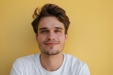 Fototapeta premium A close up portrait of a young man with a subtle smile