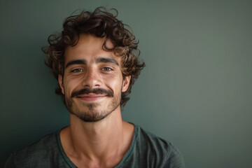Obraz premium A close up portrait of a young man with a subtle smile