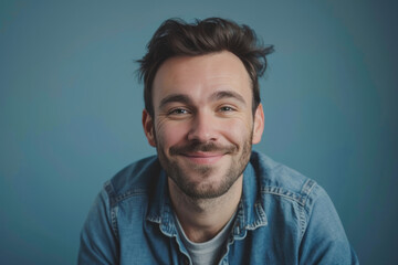 Obraz premium A close up portrait of a young man with a subtle smile