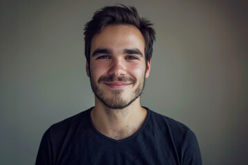 Obraz premium A close up portrait of a young man with a subtle smile