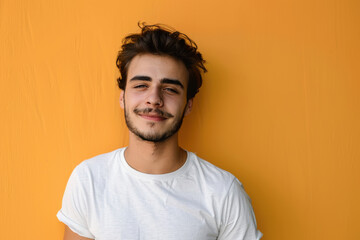 Fototapeta premium A close up portrait of a young man with a subtle smile