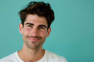 Obraz premium A close up portrait of a young man with a subtle smile