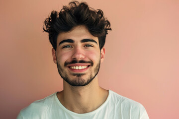 Obraz premium A close up portrait of a young man with a subtle smile
