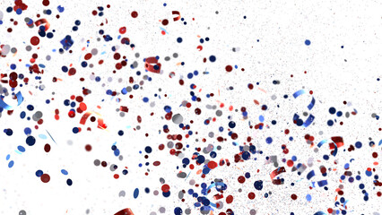 Confetti - Red white blue shiny confetti Confetti on white background, isolate, tricolor concept, independence and freedom day USA