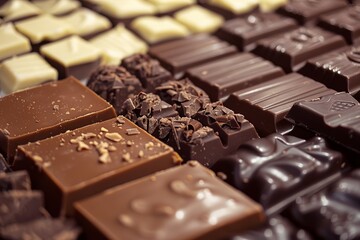 Celebration of Chocolate Day with various chocolate treats. Perfect for festive designs and themes of indulgence and sweetness.